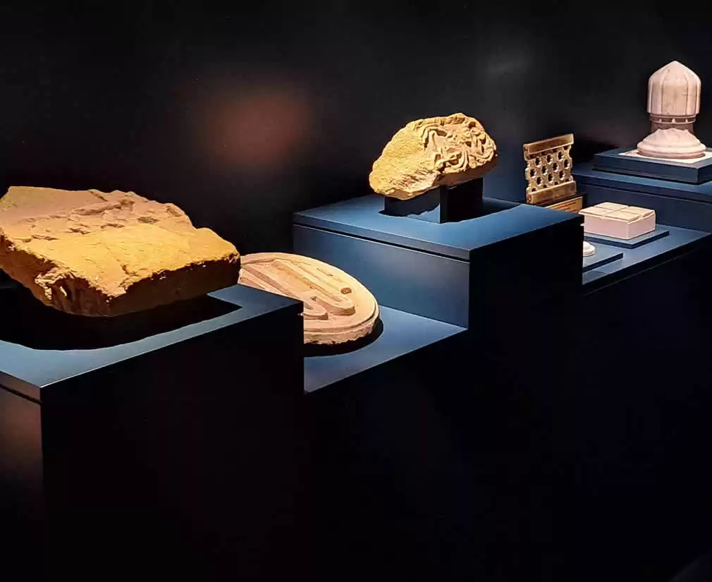 Islamic art integrated into building architecture, exhibited in a gallery